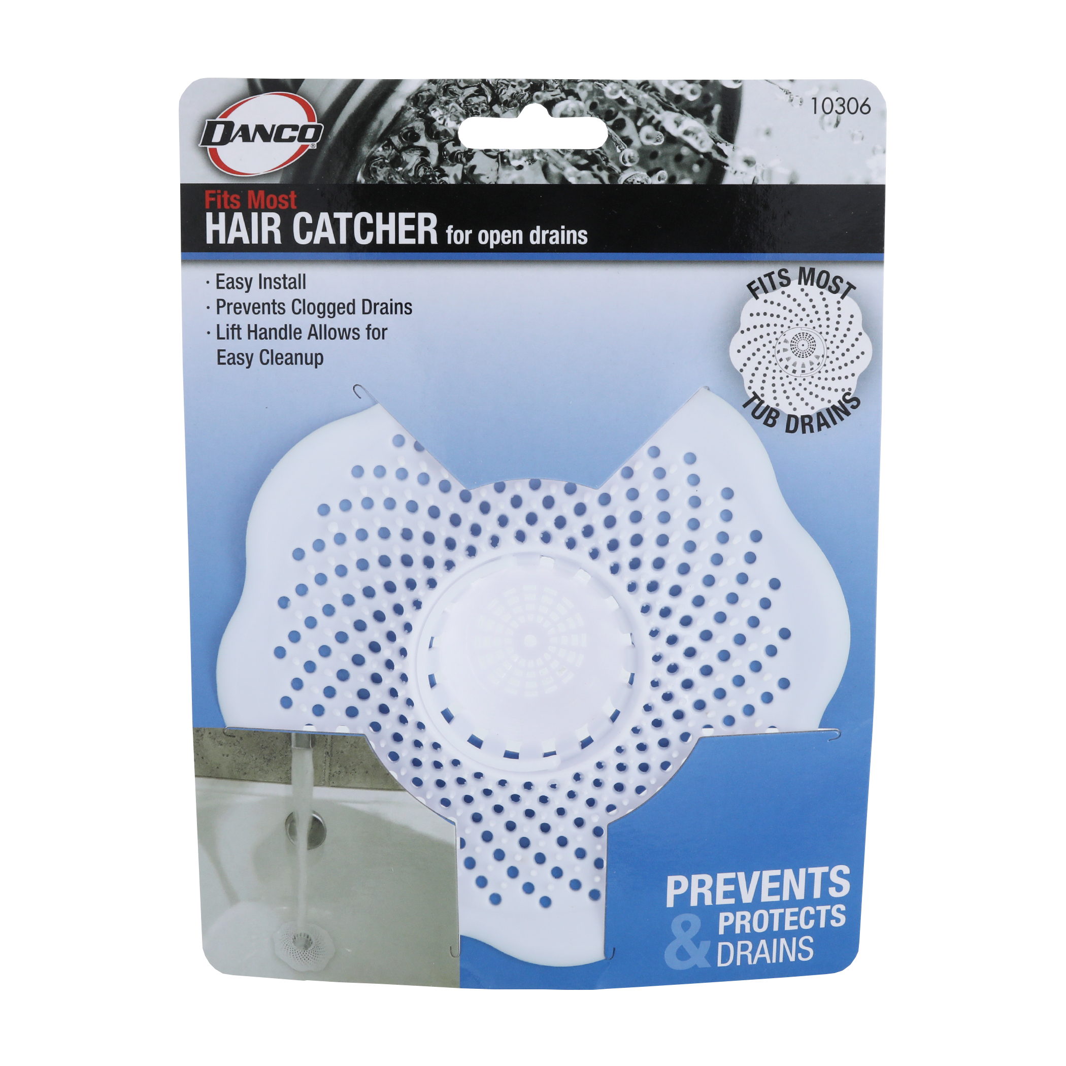 Danco 10876 Hair Catcher Bathroom Tub Strainer in White (3-pack)