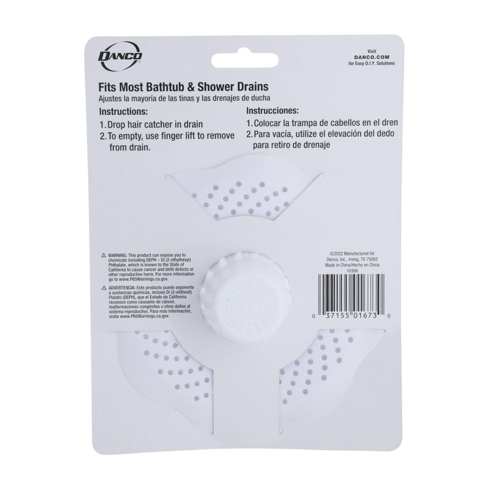 Hair Catcher Bathroom Tub Strainer In White Danco