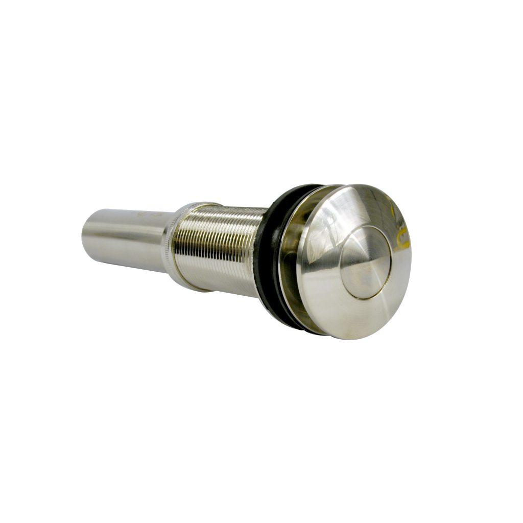 Decorative Push-button Sink Drain Without Overflow In Brushed Nickel 